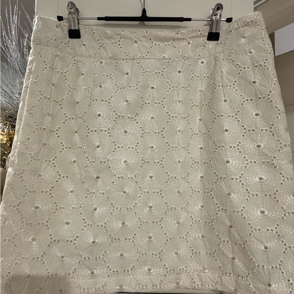 Tulle sz LG Cream Eyelet Mini Skirt w/back zipper & hidden side pockets - Picture 1 of 4